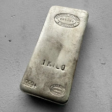 Load image into Gallery viewer, Johnson Matthey Mallory 1 Kilo .999 Silver Poured Bar 32.15 oz
