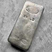 Load image into Gallery viewer, Johnson Matthey Mallory 1 Kilo .999 Silver Poured Bar 32.15 oz
