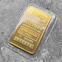 Johnson Matthey black back 10 Gram Gold Bar Struck .9999+ Sealed
