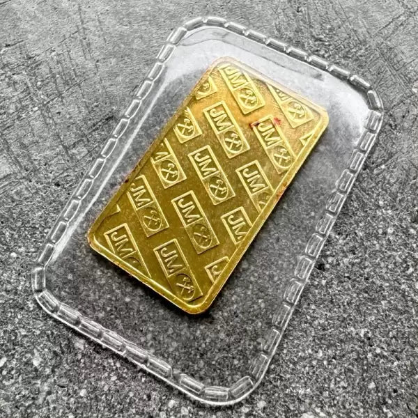 Johnson Matthey black back 5 Gram Gold Bar Struck .9999+ Sealed