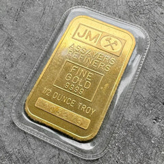 Johnson Matthey blank back 1/2 oz Gold Bar Struck .9999+ Sealed