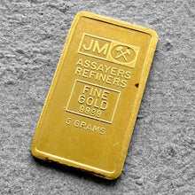 Load image into Gallery viewer, Johnson Matthey blank back 5 Gram Gold Bar Struck .9999+
