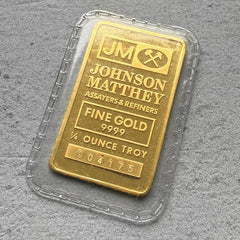 Johnson Matthey blank back 1/4 oz Gold Bar Struck .9999+ Sealed - Logo Back