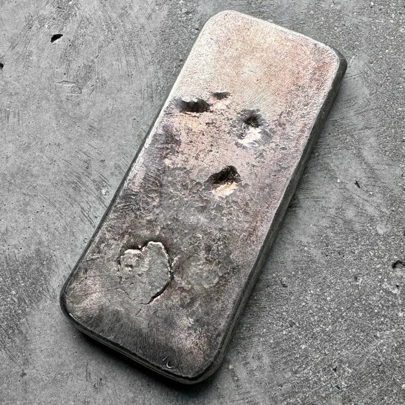 Johnson Matthey 1/2 Kilo .999 Silver poured Bar 500 Gram - Purple Patina