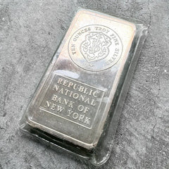 Johnson Matthey 10 oz .999 Silver bar - Republic National Bank of New York