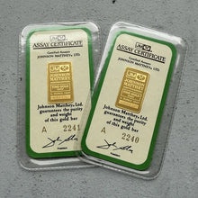 Load image into Gallery viewer, Johnson Matthey 1/4 oz Gold Bar .9999 1/4oz Sealed in Assay Card- Poast RBC Royal Bank of Canada
