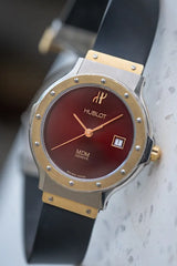 Ladies Hublot Classic MDM 1390 - 18K Gold + Stainless -Striking Red Dial