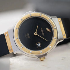 Ladies Hublot Classic MDM 1390 - 18K Gold + Stainless - Black Dial