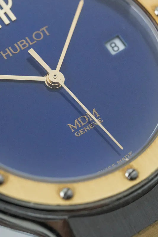 Ladies Hublot Classic MDM 1390 - 18K Gold + Stainless -Striking Blue Dial