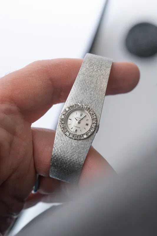 Ladies Rolex 18k Solid White Gold Diamond bezel 2166 -37 grams