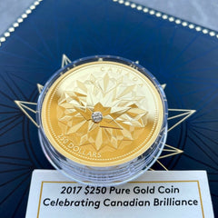 2017 Canada $250 .9999 Gold Coin - Celebrating Canadian Brilliance with Diamond