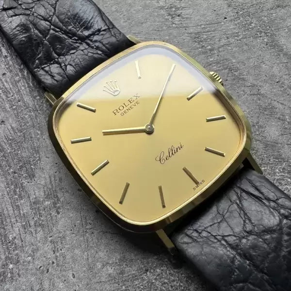 Mens Rolex Cellini 18k Yellow Gold 4114 with original Rolex leather band!