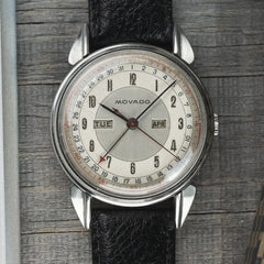 Movado Calendograf Triple Calendar 14823 Stainless Steel with Fancy Lugs