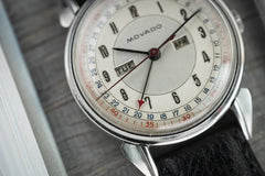 Movado Calendograf Triple Calendar 14823 Stainless Steel with Fancy Lugs