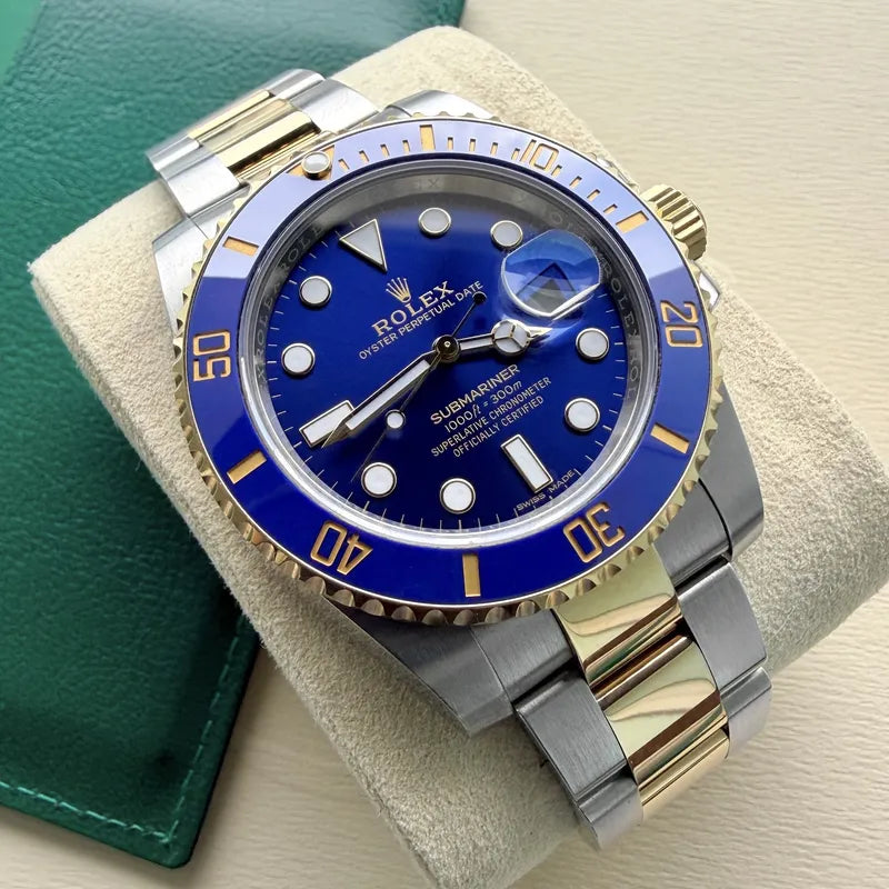 Never UNWORN Rolex Submariner 116613 Two Tone Blue dial 116613LB - Box + Papers