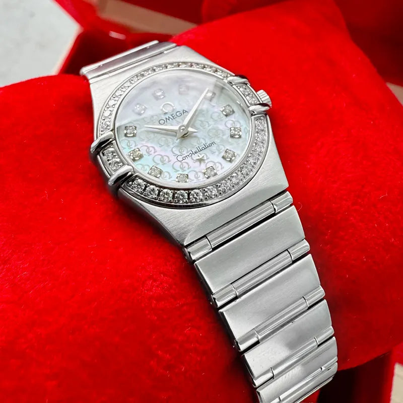 Omega Constellation Steel Diamond Bezel Mother Pearl Dial 14607500  Box + papers