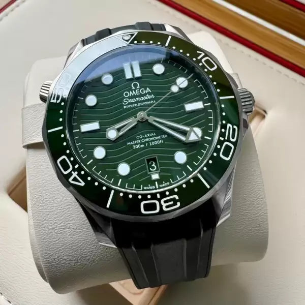Omega Seamaster 21030422010001 Box Papers - Green Dial - Stainless + Rubber!