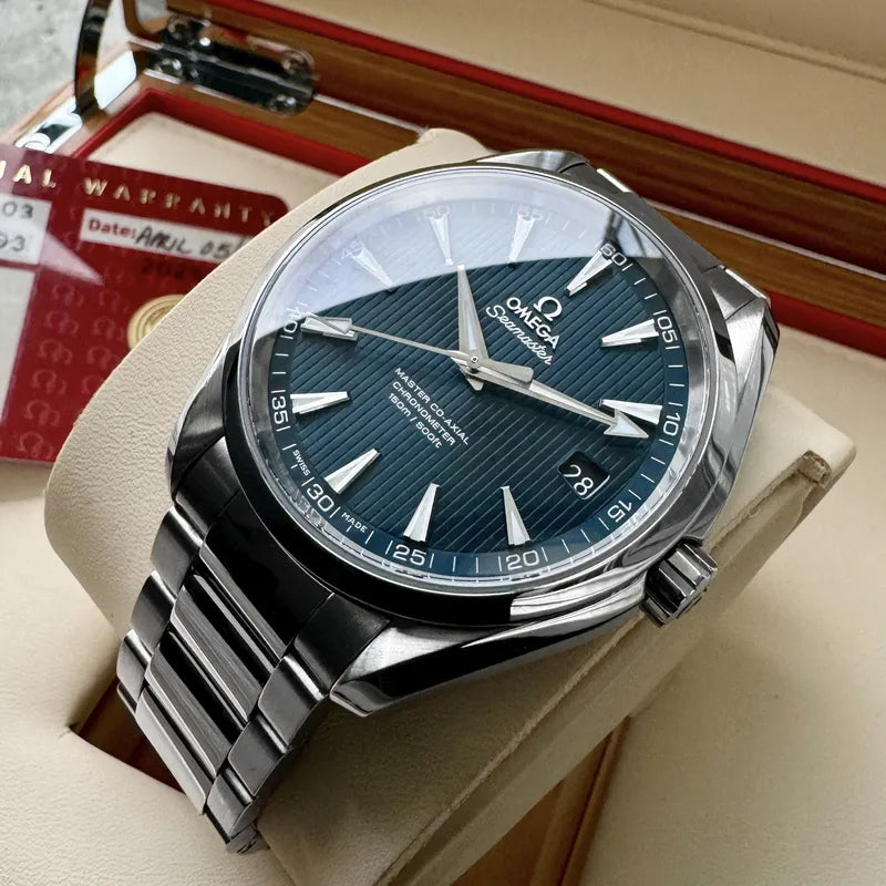 Omega Seamaster Aqua Terra Stainless 231104221030 Blue Dial- Box Papers Serviced
