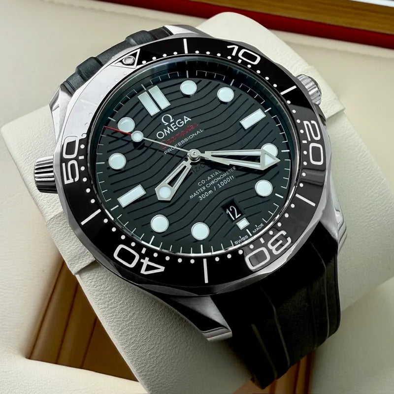 Omega Seamaster Box Papers 21032422001001 – Black Dial – Stainless + Rubber!