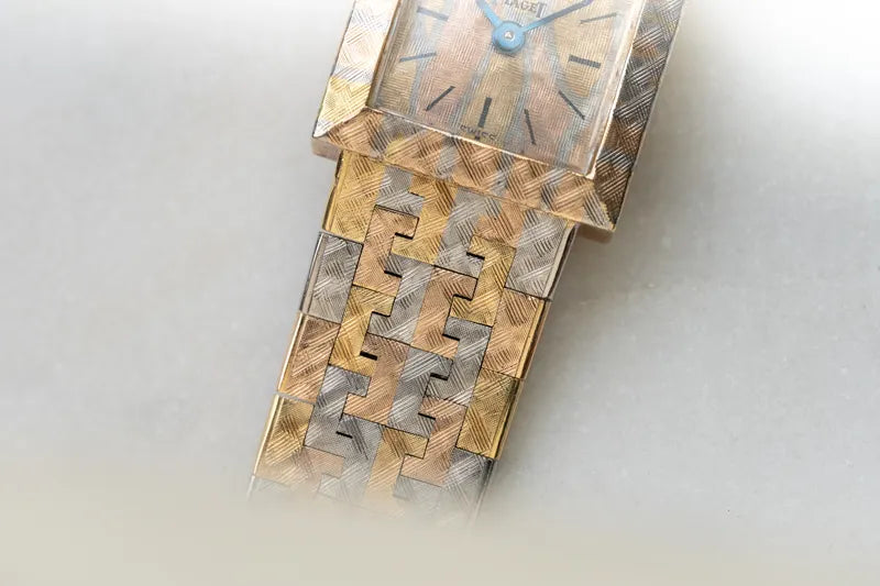 Piaget tri colour 18k Solid Rose Yellow White Gold - Unique Woven Design