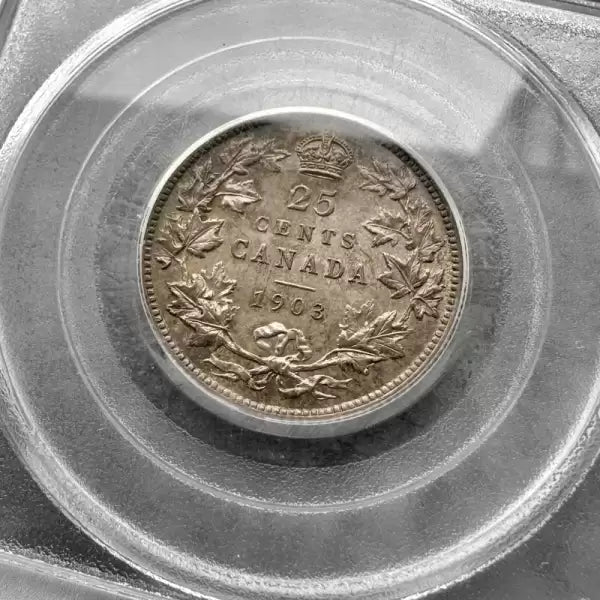 1903 Canada 25 Cents Quarter Silver Coin - PCGS GEM 64 with attractive patina
