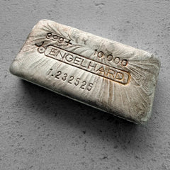RARE 10 oz Engelhard .999 Silver Poured bar Stunning Pour lines! 1 Prefix serial