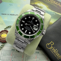 Rolex 16610LV Submariner Kermit Unpolished – NOS New Old Stock Box + Papers