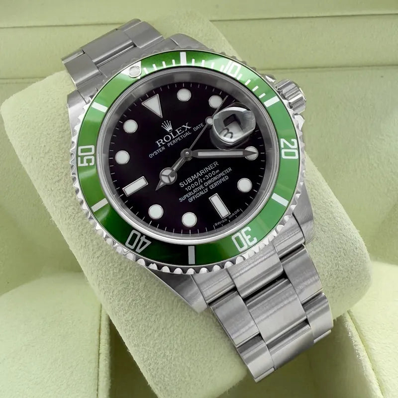 Rolex 16610LV Submariner Kermit Unpolished – NOS New Old Stock Box + Papers