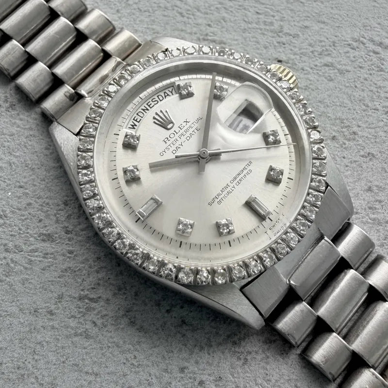 Rolex 18K White Gold 1804 President - Diamond dial Diamond bezel