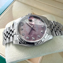 Load image into Gallery viewer, Rolex 36mm Diamond Black Mother of Pearl Datejust Jubilee 116234 Box Papers
