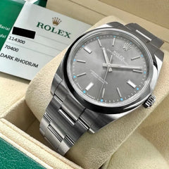 Rolex 39mm Oyster Perpetual 114300 Oyster Rhodium dial – Box / Papers
