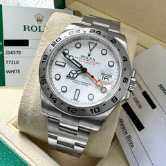 Rolex 42mm Explorer II 216570 White Dial Box Papers - 2022 Serviced at Rolex