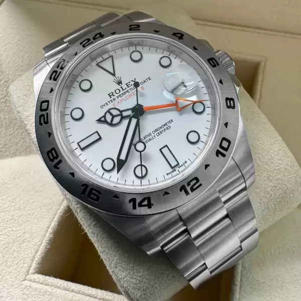 Rolex 42mm Explorer II 216570 White Dial Box Papers