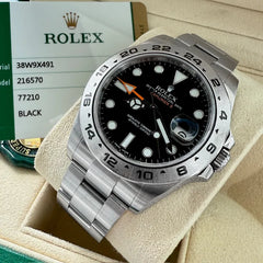 Rolex 42mm Explorer II Stainless Steel 216570 Back Dial Box Papers + Receipt