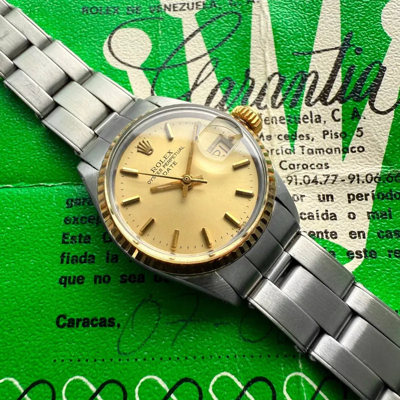 Rolex 6517 Datejust gold dial fluted bezel - Serviced + Papers