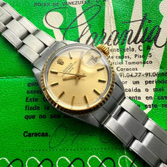 Rolex 6517 Datejust gold dial fluted bezel - Serviced + Papers
