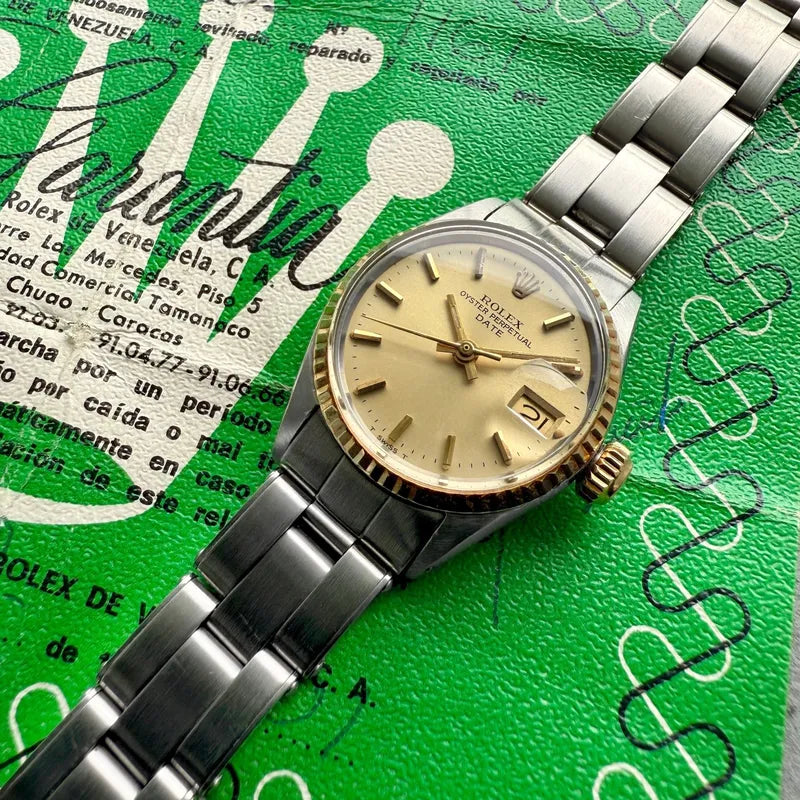 Rolex 6517 Datejust gold dial fluted bezel - Serviced + Papers