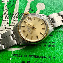 Load image into Gallery viewer, Rolex 6517 Datejust gold dial fluted bezel - Serviced + Papers
