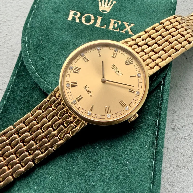 Rolex Cellini 18k yellow Gold 5144 Unpolished Factory Diamond Dial