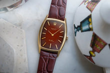 Load image into Gallery viewer, Rolex Cellinni  18k Gold 3807 Tonneau Case- Bold Red Vignette Dial
