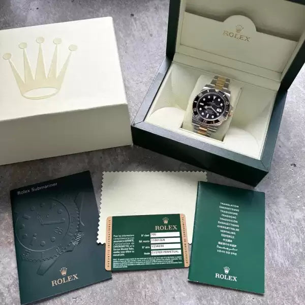 Rolex Ceramic Submariner 116613 Two Tone Black Dial - Box / Papers