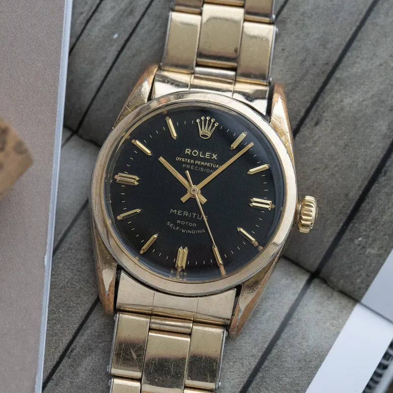 Rolex Meritus Black Dial 6594 - 1030 Butterfly Movement for 6542 Servi ...