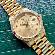Load image into Gallery viewer, Rolex President 18k yellow Gold 18238 Box Booklets Unpolished Diamond Dial Bezel
