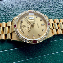 Load image into Gallery viewer, Rolex President 18k yellow Gold 18238 Box Booklets Unpolished Diamond Dial Bezel
