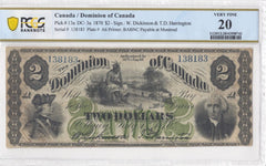 1870 $2 Dominion of Canada DC-3a PCGS VF 30
