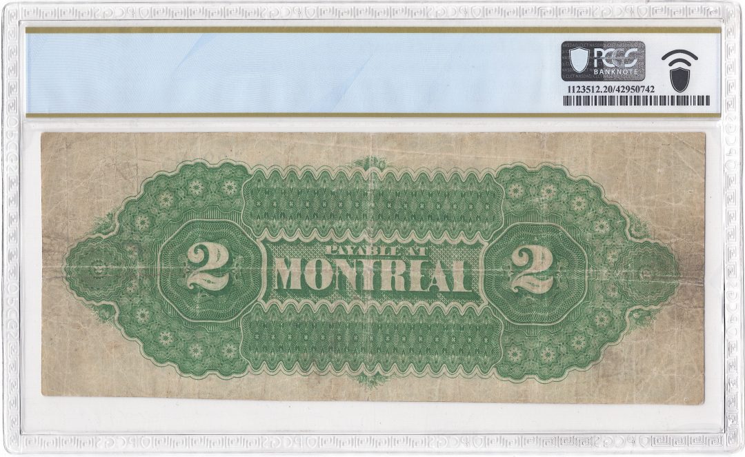 1870 $2 Dominion of Canada DC-3a PCGS VF 30