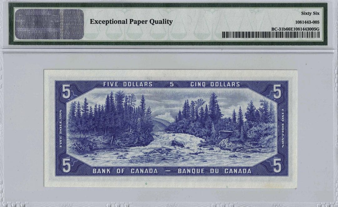 1954 Bank of Canada $5 Devil Face - PMG Gem UNC-66 EPQ