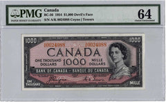 1954 Bank of Canada $1000 Devil Face - PMG Choice UNC-64