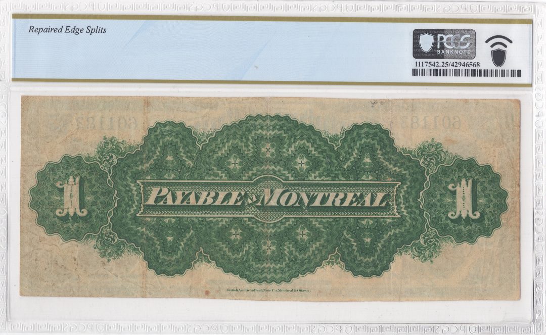 1870 $1 Dominion of Canada DC-2a-i PCGS VF 25