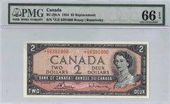1954 Bank of Canada $2 Rare *Z/Z Replacement - PMG UNC-66 EPQ